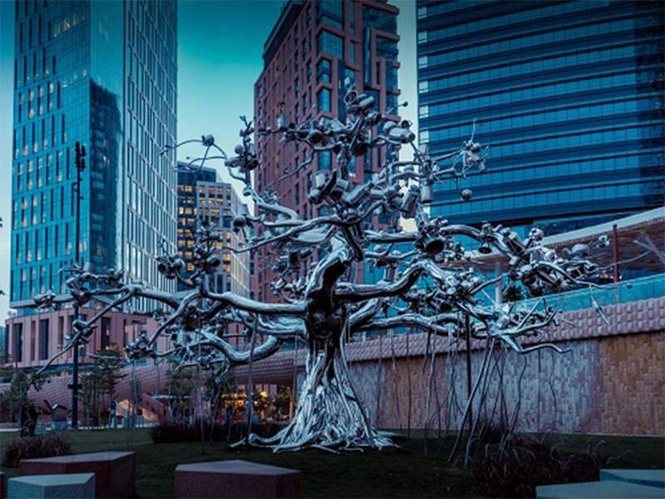 Image from: Riyadh Art Reveals Family Tree by Indian Artist Subodh Gupta, a New Permanent Collection Artwork Installed in Riyadh’s Financial District KAFD
