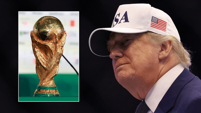 Image from: Donald Trump 'given permission' to muscle in on World Cup celebrations