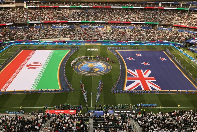 Image from: How soccer fans at SoFi Stadium reacted to Iran’s national anthem during World Cup opener