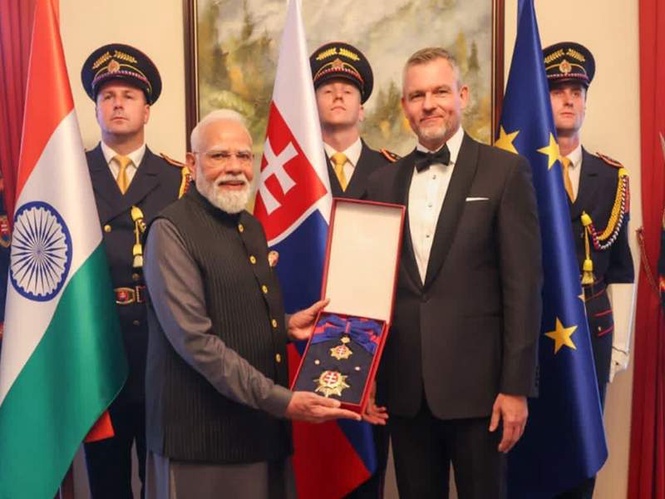 Image from: PM Modi conferred Slovakia's highest civilian honour; Om Birla, BJP leaders congratulate Prime Minister