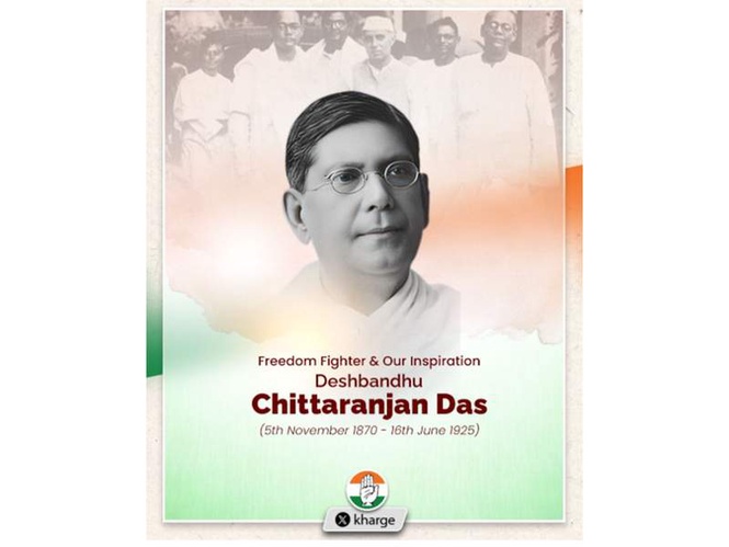 Image from: Mallikarjun Kharge pays tribute to Chittaranjan Das, recalls his contributions to freedom movement