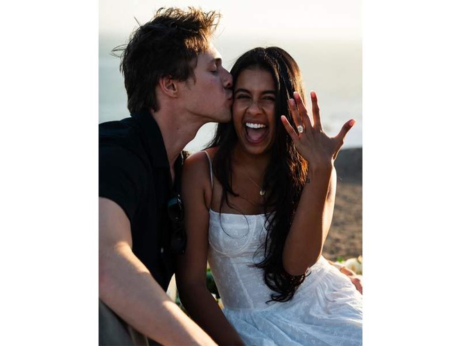 Image from: Mithun Chakraborty's daughter Dishani Chakraborty gets engaged to Myles Mantzaris in Malibu