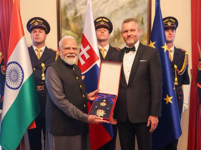 Image from: "Recognition of India's growing stature:" BJP's Naveen Jindal congratulates PM Modi on receiving Slovakia's highest civilian honour