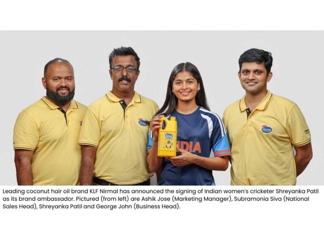 Image from: KLF Nirmal Signs Shreyanka Patil as Brand Ambassador for Karnataka; Launches Initiative to Support Aspiring Women Cricketers