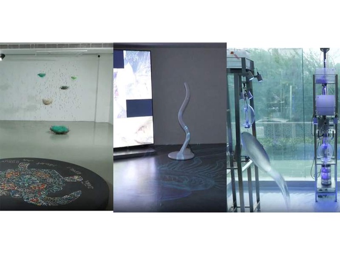 Image from: From 400 droplet-shaped glass pieces to discarded squid fishing lamps: Korean Artists use art to explore water, ecology and climate consciousness at 'Aqua Paradiso'
