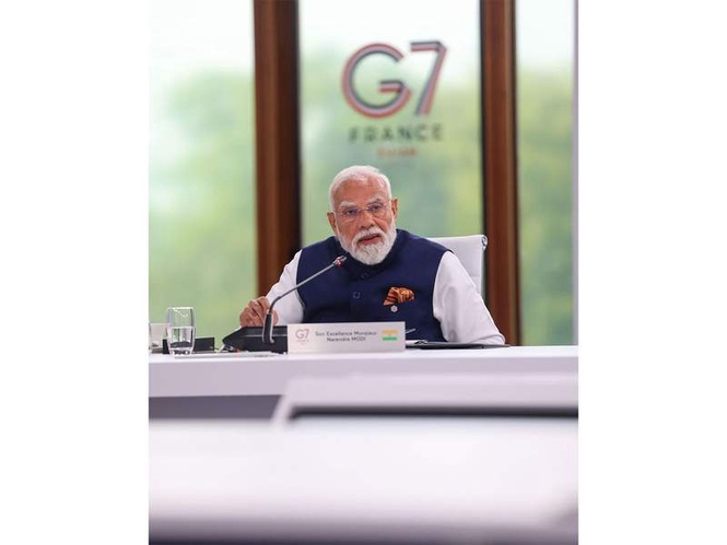 Image from: "Sarvajan Hitaya, Sarvajan Sukhaya": PM Modi calls for welfare, happiness for all at G7 summit amid global instability