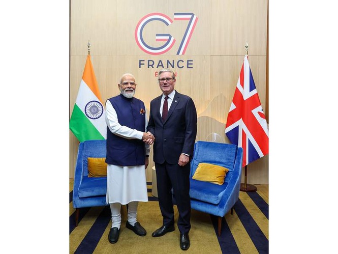 Image from: PM Modi meets UK counterpart Starmer on sidelines of G7 Summit, says trade deal has opened many avenues of economic cooperation