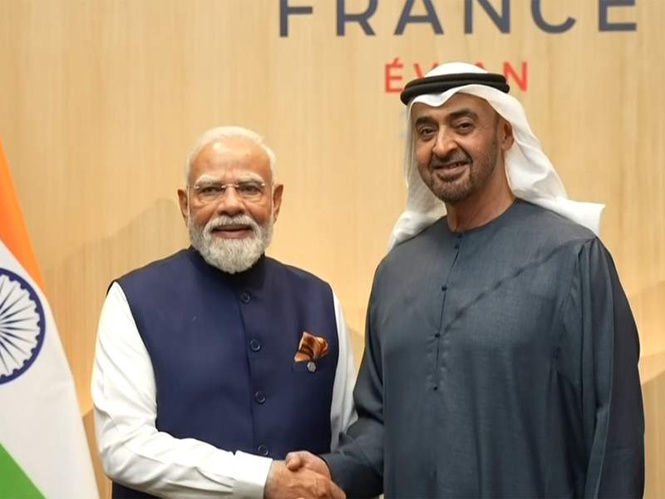 Image from: PM Modi holds bilateral meeting with UAE President Al Nahyan on sidelines of G7 Summit