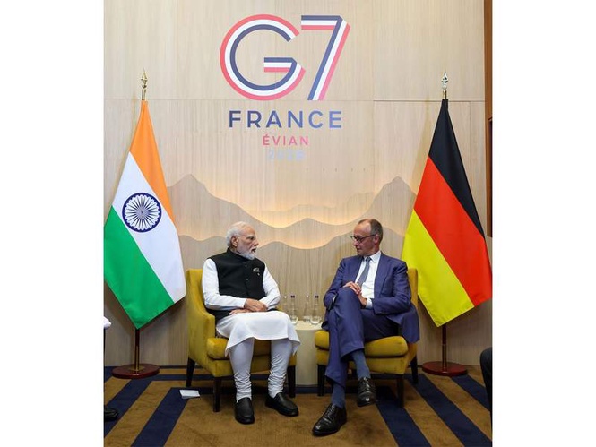 Image from: G7 Summit: PM Modi holds "very fruitful" bilateral meeting with German Chancellor Friedrich Merz