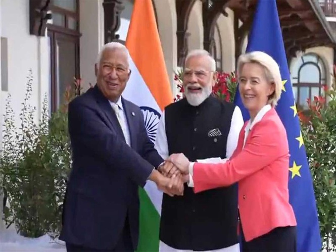 Image from: PM Modi holds trilateral meeting with EU leaders Costa, von der Leyen on sidelines of G7 Summit