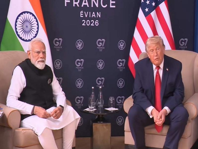 Image from: Reset of ties: PM Modi and President Trump hold high-stakes bilateral meeting at G7 Summit