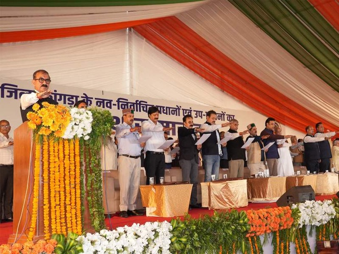 Image from: Himachal CM administers oath to newly elected Panchayat Pradhans, Up-Pradhans of Kangra district