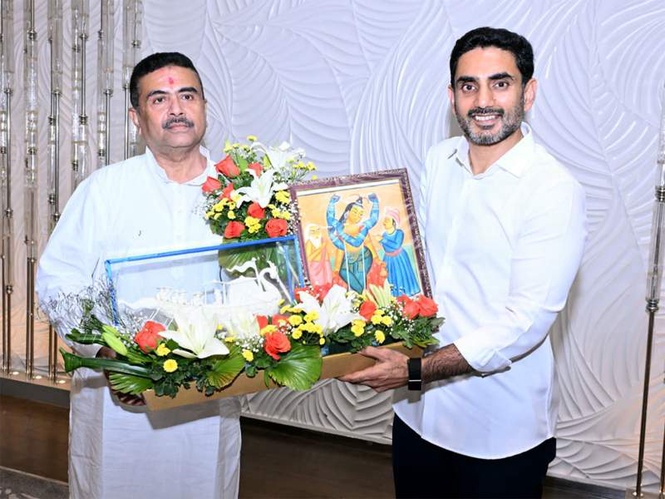 Image from: West Bengal CM Adhikari presents cultural artefacts to Andhra IT Minister Nara Lokesh