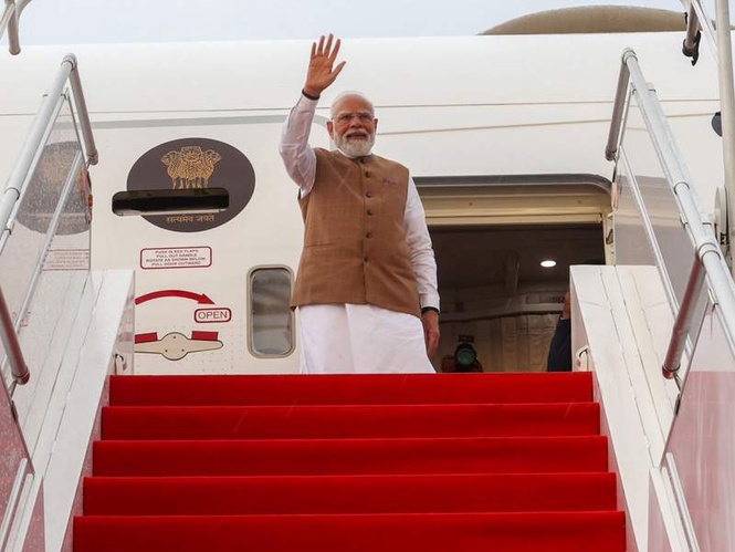 Image from: PM Modi returns to Delhi after concluding France, Slovakia visit