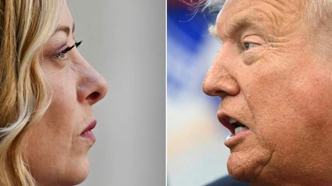 Image from: Outrage in Italy after Trump says Meloni 'begged' for photo op