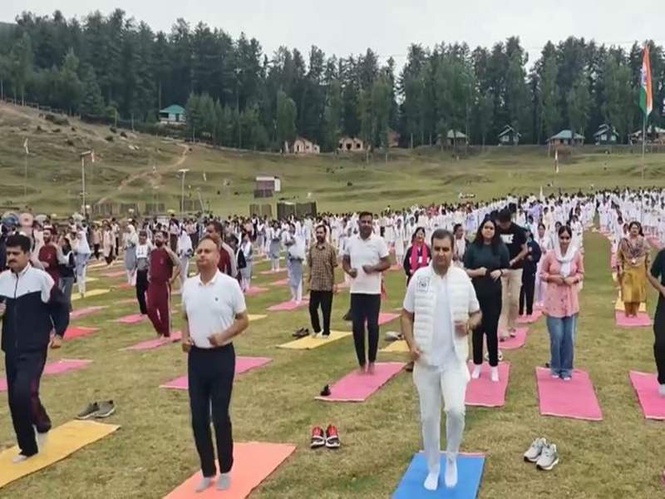 Image from: From floating yoga to mega sessions, preparations in full swing across country for International Yoga day