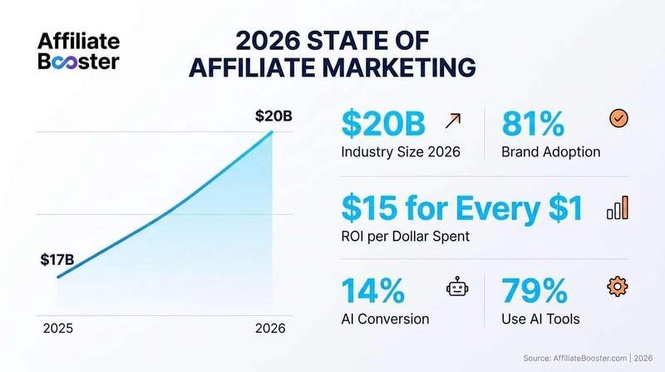 Image from: AffiliateBooster.com Releases 2026 State of Affiliate Marketing Report: Industry Surpasses $17B, On Track for $20B by Year-End