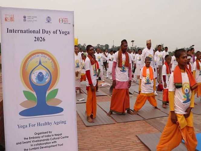 Image from: Nepal: Indian Embassy hosts Yoga Day event in Lumbini