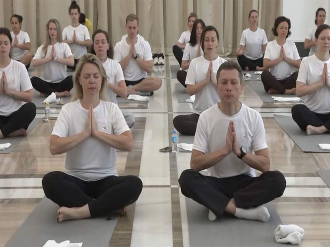 Image from: ’Grateful to PM Modi for taking Yoga international’: Russian Embassy hosts Yoga session