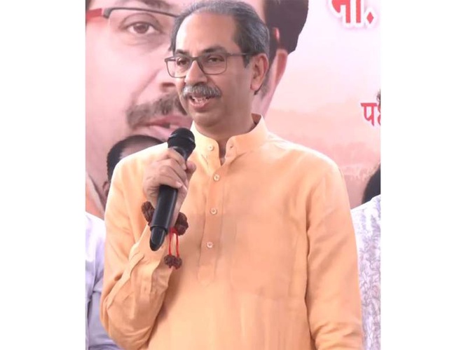 Image from: "Shiv Sena born to fight for people," Uddhav Thackeray highlights "struggle" for permission as he inaugurates Shivaji Maharaj statue