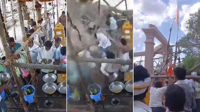 Image from: 3 dead, several injured as slab of temple collapses in Maharashtra’s Parbhani