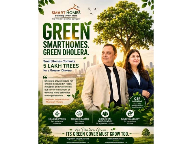 Image from: SmartHomes Launches ’Green SmartHomes. Green Dholera.’ CSR Initiative; Commits 5 Lakh Plus Trees to Support Dholera’s Sustainable Growth