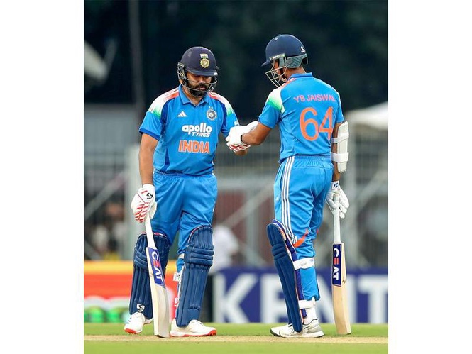 Image from: Jaiswal, Rohit, Krishna shine as India complete series whitewash against Afghanistan with nine-wicket win in 3rd ODI