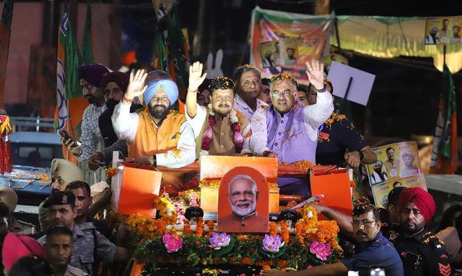 Image from: Rousing welcome for BJP chief Nitin Nabin at Jalandhar roadshow