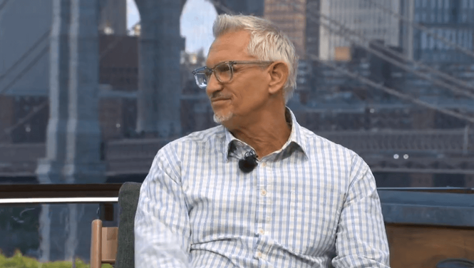 Image from: Gary Lineker takes swipe at BBC over having set in England emphasising ITV backdrop 'is real'