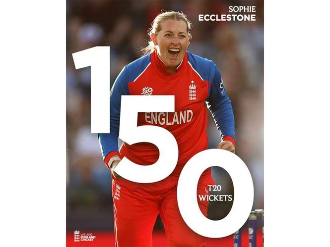 Image from: Sophie Ecclestone becomes first England bowler to reach 150 T20I wickets