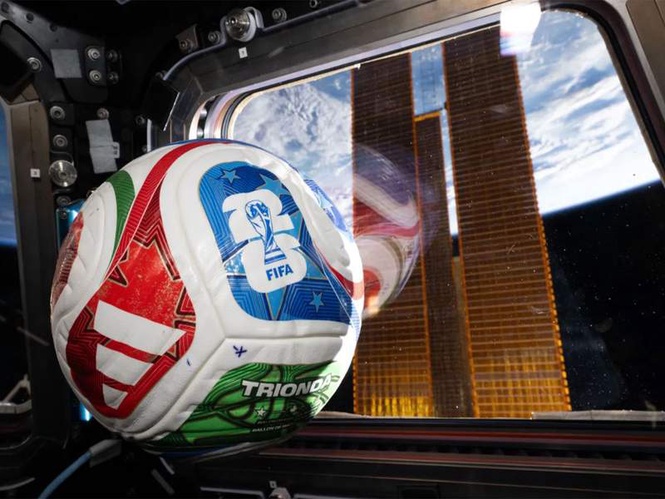 Image from: FIFA World Cup ball, Trionda, reaches space as NASA studies football technology aboard ISS