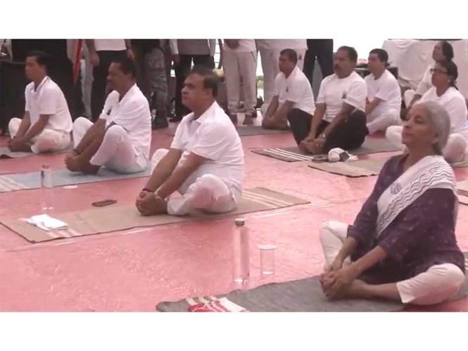Image from: FM Sitharaman, Assam CM Sarma join Guwahati session on International Yoga Day