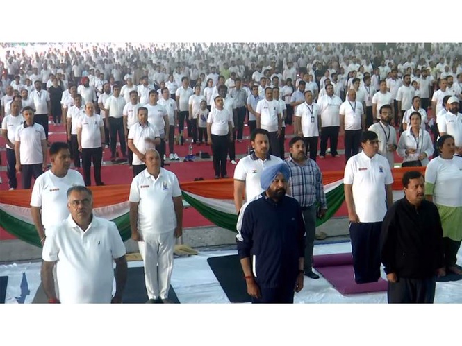 Image from: BJP President Nitin Nabin performs Yoga on 12th International Yoga Day in Punjab