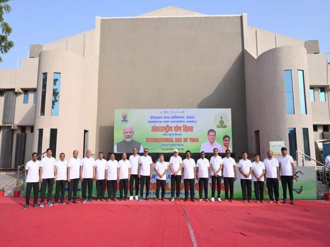 Image from: Gujarat: Deendayal Port Authority observes International Yoga Day in Gandhidham