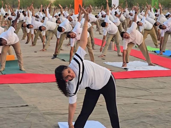 Image from: Rajasthan: BSF personnel perform yoga at border outposts in Jaisalmer on International Yoga Day