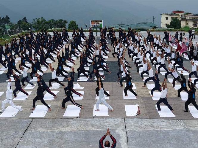 Image from: Assam Rifles celebrates 12th International Day of Yoga across Nagaland