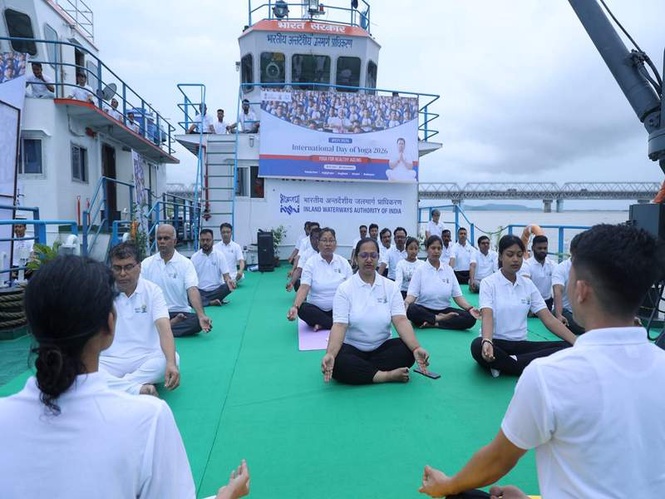 Image from: Yoga Day celebrated aboard vessels on Brahmaputra with unique mid-river sessions