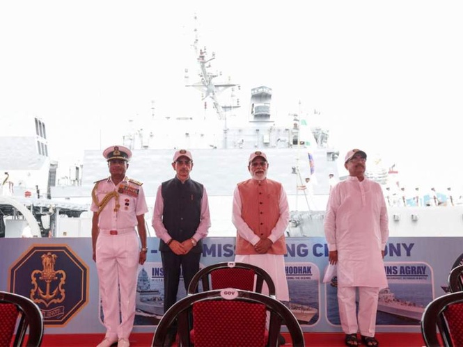 Image from: 'INS Dunagiri, INS Sanshodhak and INS Agray reflect India's growing maritime strength': PM Modi