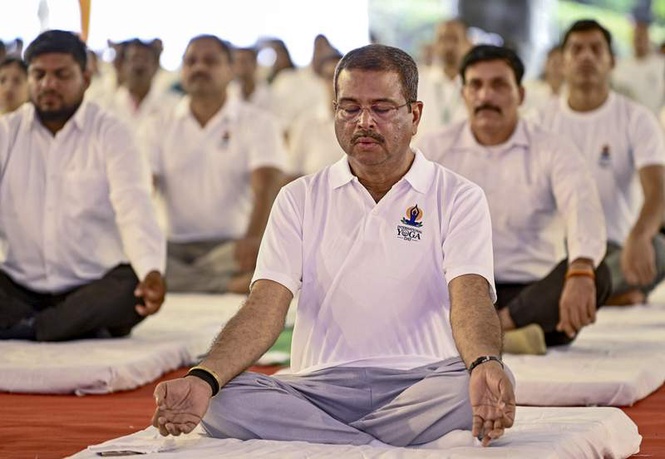 Image from: Yoga offers solutions to modern challenges, says Dharmendra Pradhan