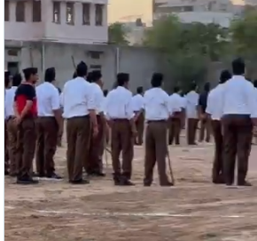 Image from: Rajasthan man arrested for sharing RSS practice session video on social media, phone seized
