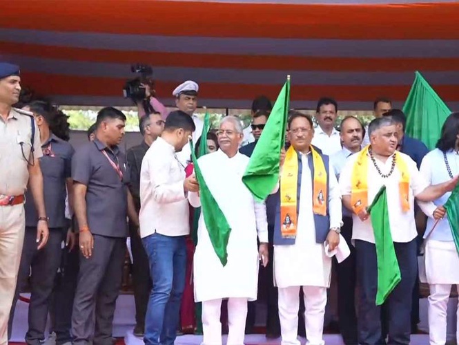 Image from: Raipur: CM Vishnu Deo Sai flags off 'Somnath Swabhiman Sanskritik Yatra' special train