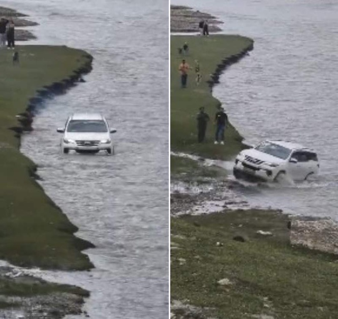 Image from: ’The real issue is the mindset’: Tourist drives Fortuner through Kashmir’s Jhelum river, video draws sharp criticism