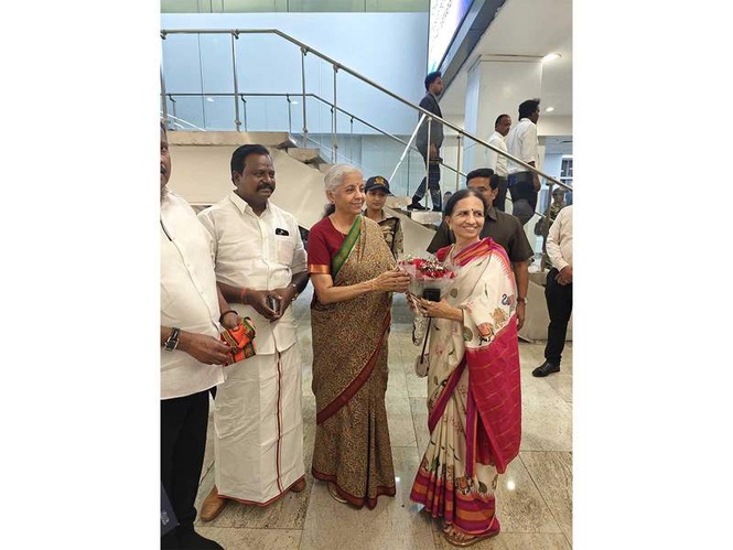 Image from: Union Minister Nirmala Sitharaman arrives in Chennai on two-day visit to Tamil Nadu and Puducherry