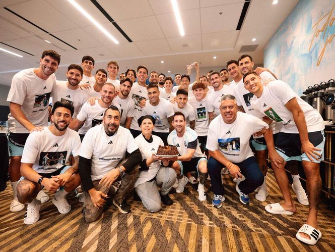 Image from: Argentina players wear special shirts for Messi’s 39th birthday celebration
