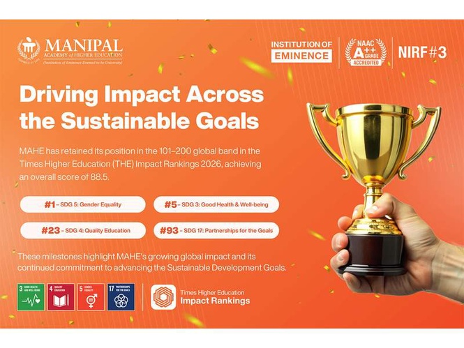 Image from: MAHE Achieves Top Global Rankings in THE Impact Rankings 2026, Secures World No. 1 Position for SDG 5