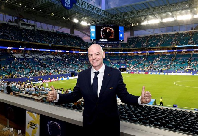 Image from: World Cup fans ask if FIFA president Gianni Infantino is real after being spotted at two games at the same time