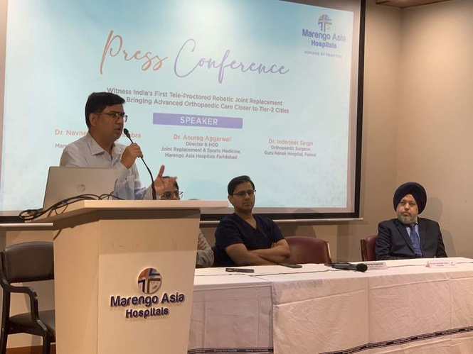 Image from: Marengo Asia Hospitals, Faridabad, launches ’Proctor Robotic Surgery’ program, enabling remote guidance for robotic knee replacements in smaller cities