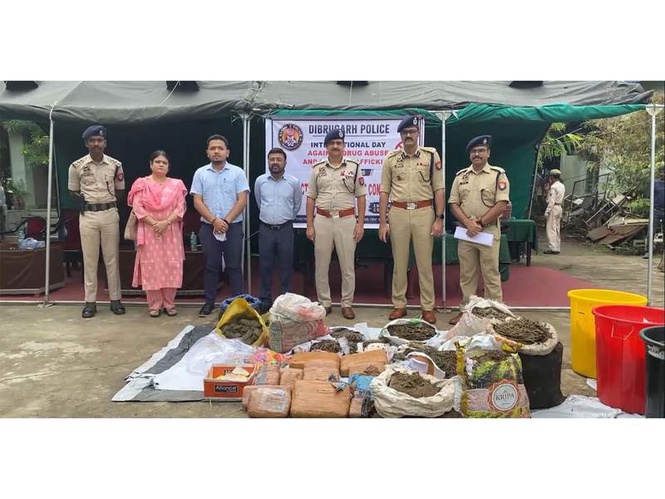 Image from: "112 arrested in 9 months": Dibrugarh Police destroys narcotics worth Rs 1.4 crore on anti-drug day
