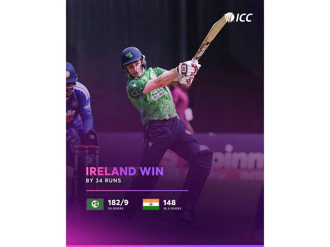 Image from: Captain Iyer era starts off poorly as Ireland stun world champions India by 34 runs in 1st T20I