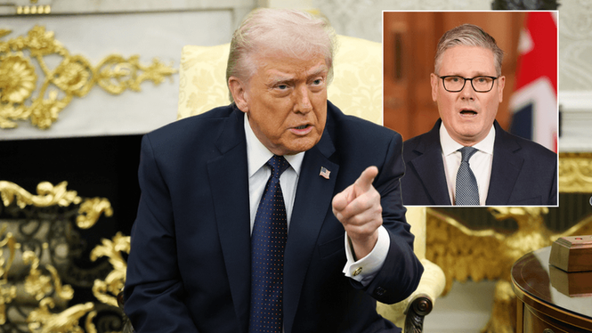 Image from: Donald Trump to hit UK with 100% tariff 'IMMEDIATELY' if Labour imposes tax